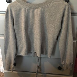 Gray crop top with lacing in the back